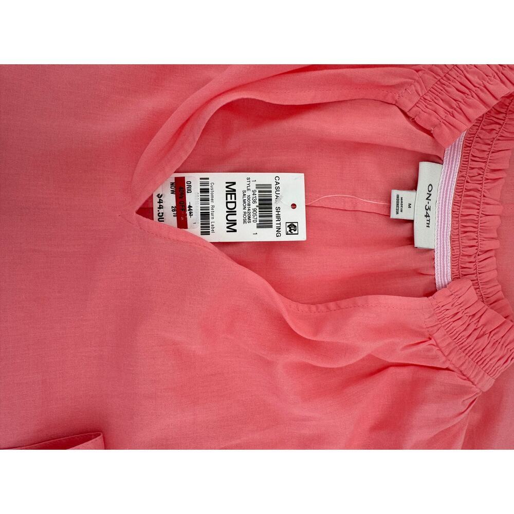 On34th Women's Coral Pink Long Sleeve Blouse Medium - Picture 3 of 8
